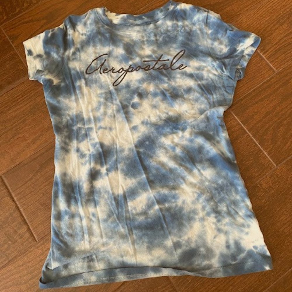 Aeropostale Blue Tie-Dye Fitted T-Shirt